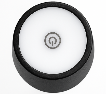 Vista superior de la lámpara LED negra con control táctil
