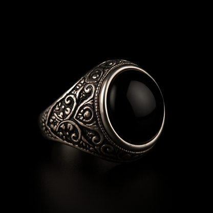 Anillo unisex de resina negra